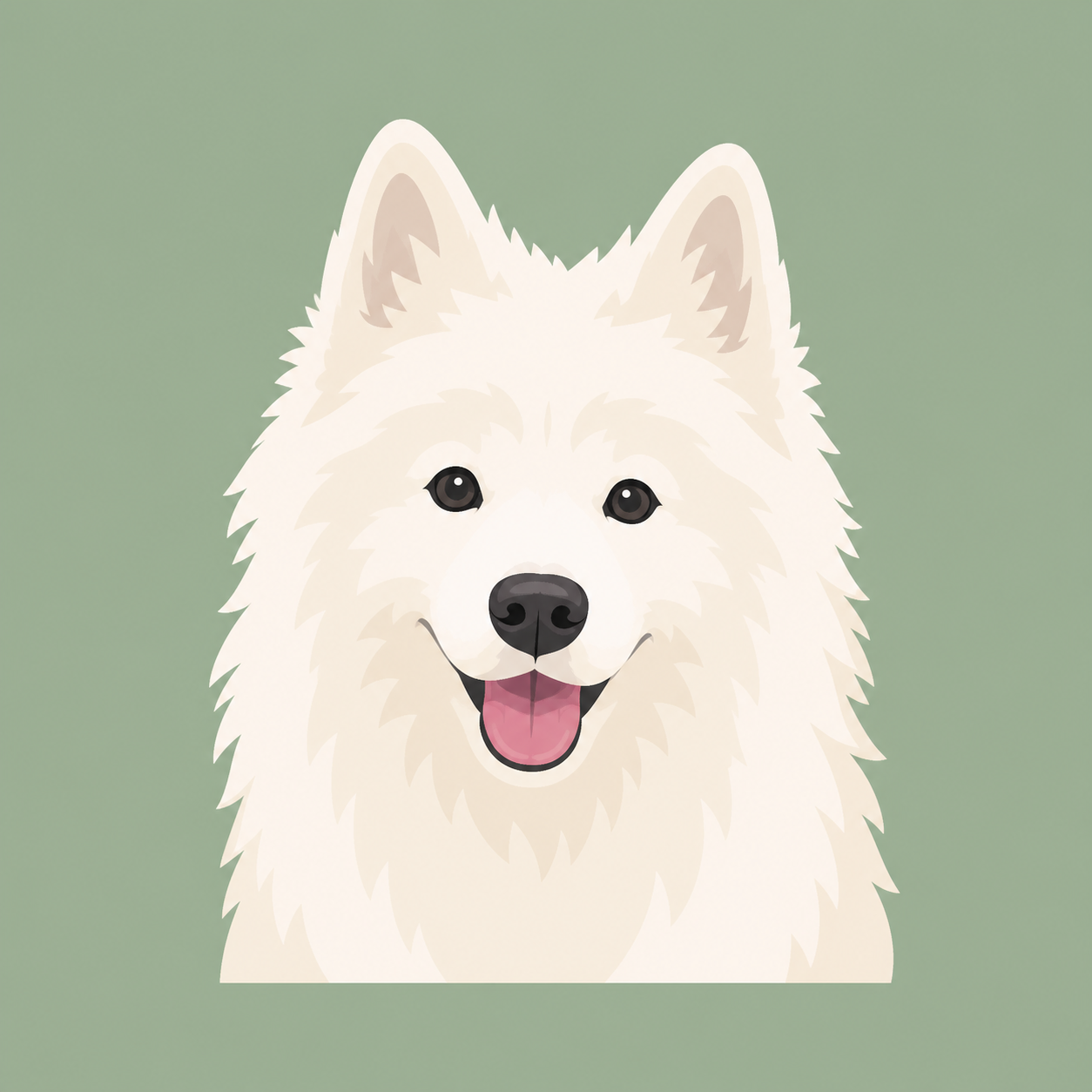 Illustration of a white Samoyed